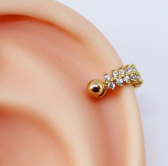 Piercing Hélix  2 em 1 Estilo Navete Cravejado