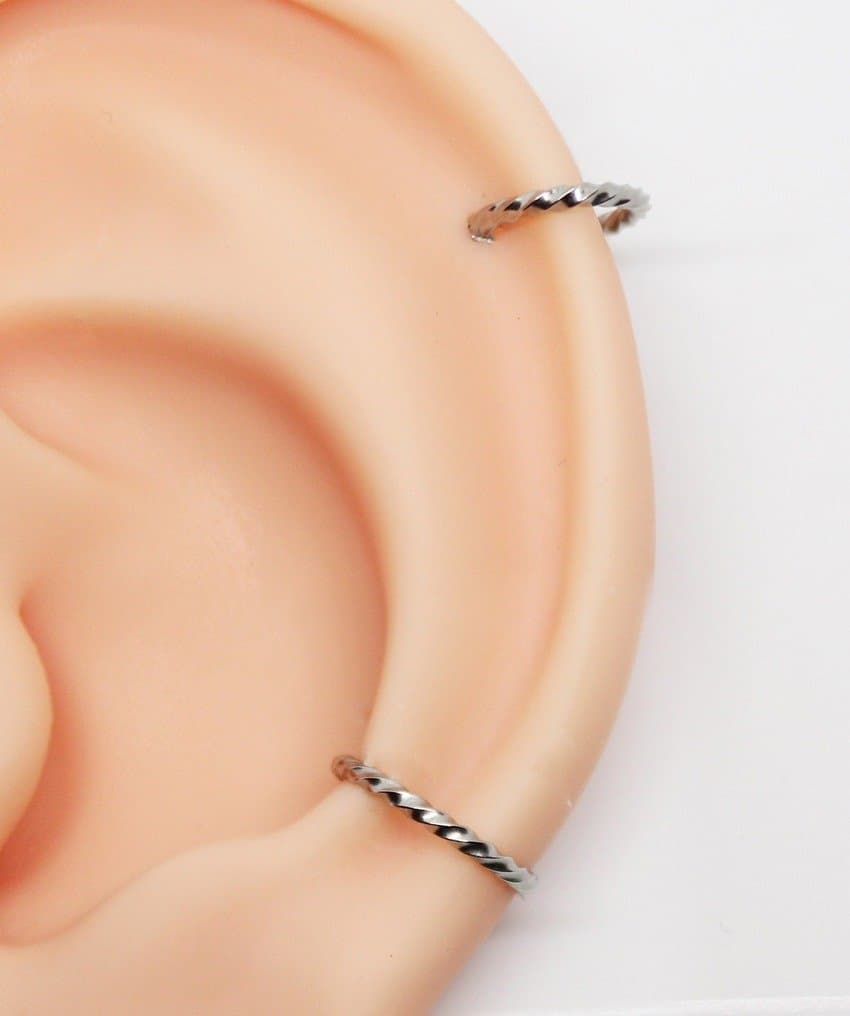 Piercings Hélix Conch Kit Argolas Segmento Aço Cirúrgico Torcido