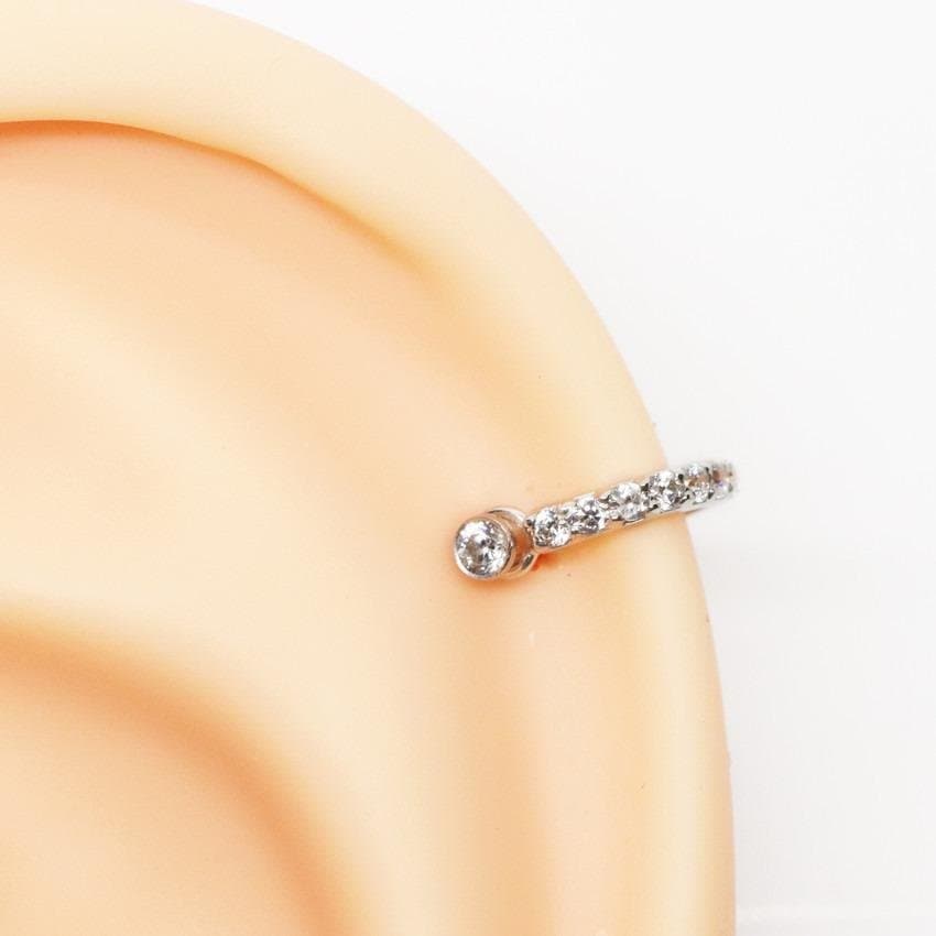 Piercing Hélix 2 em 1 Ouro Branco 18k