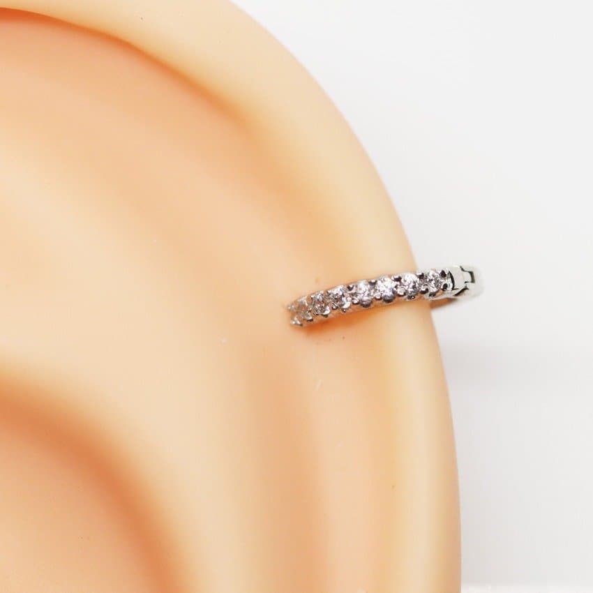 Piercing Hélix Argola Indiana Clicker de Ouro Branco 18K