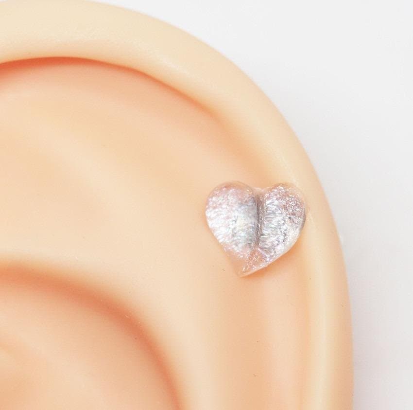 Piercing de Coração Glitter Prata