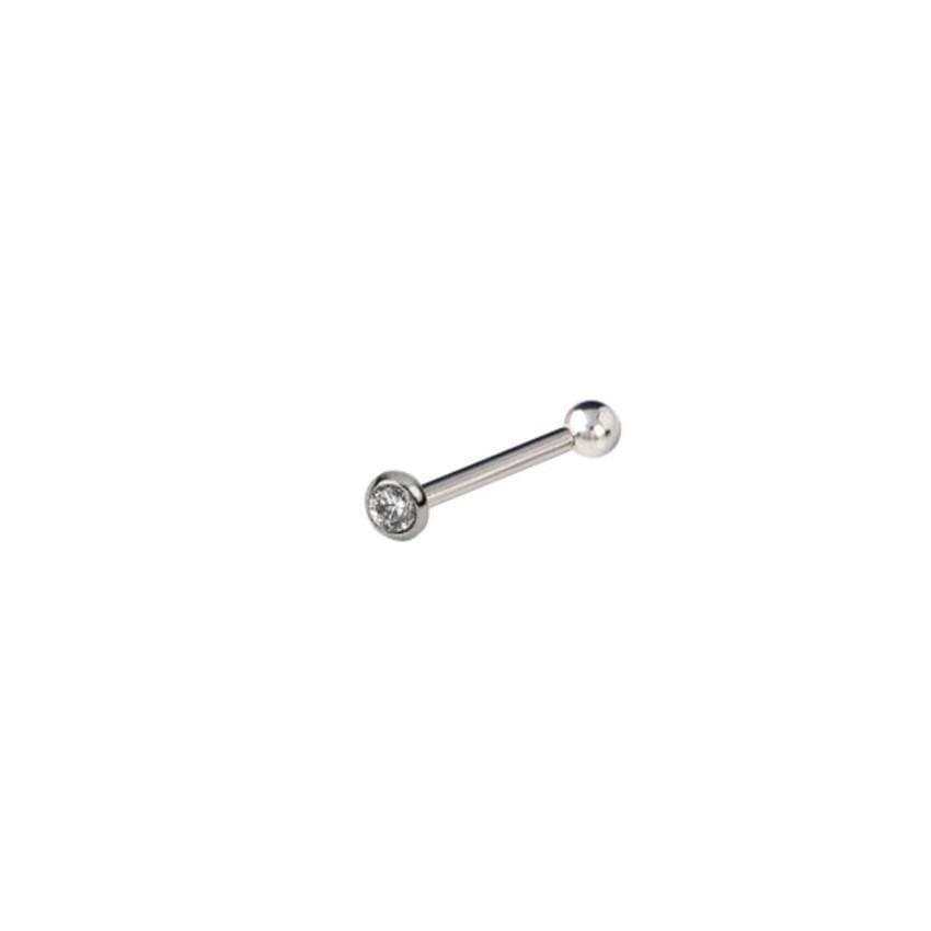Piercing Hélix Trágus Mini em Ouro Branco 18K com Zircônia