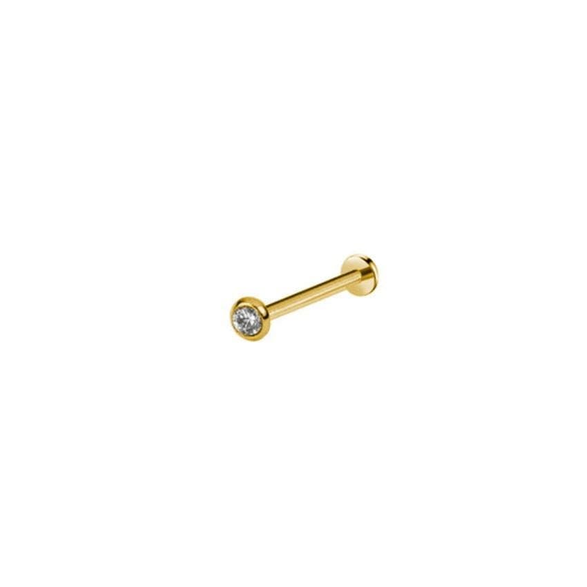 Piercing Hélix Tragus Labret Ponto de Luz Mini Rosca Interna Aço PVD Gold