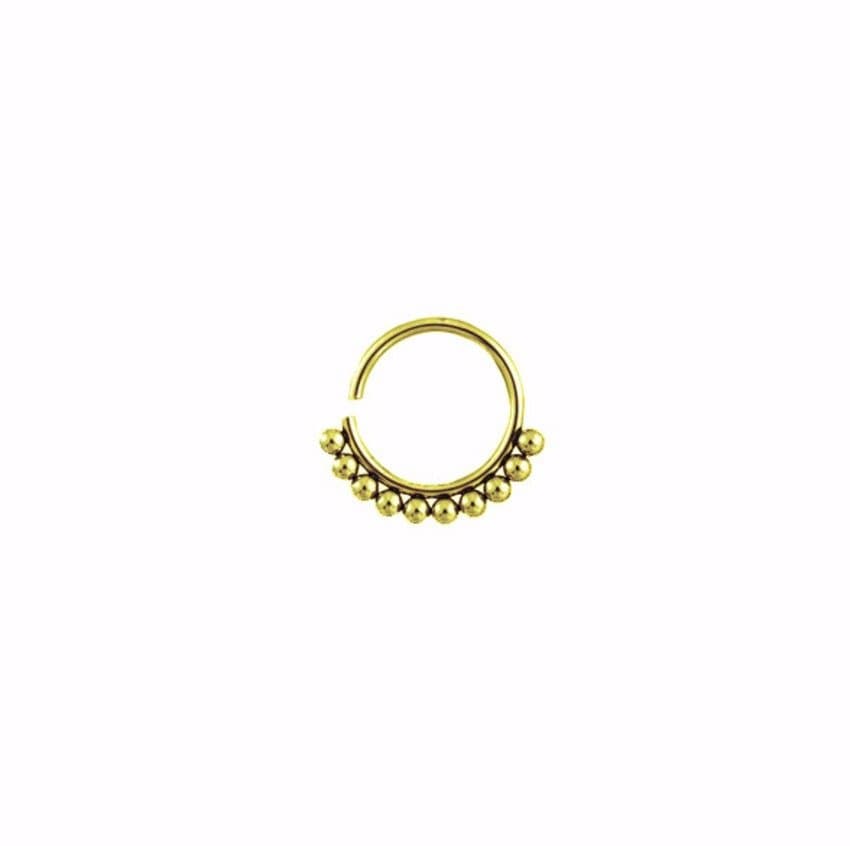Piercing Septo Hélix Argola Bolinha Delicada Aço PVD Gold