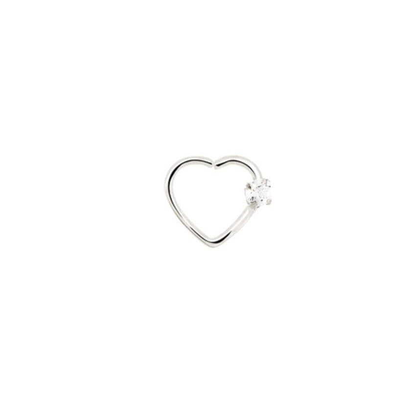 Piercing Clips de Coração em Aço com Zircônia