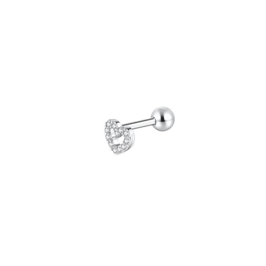 Piercing Hélix Tragus  Coração Cravejado Aço Antialérgico