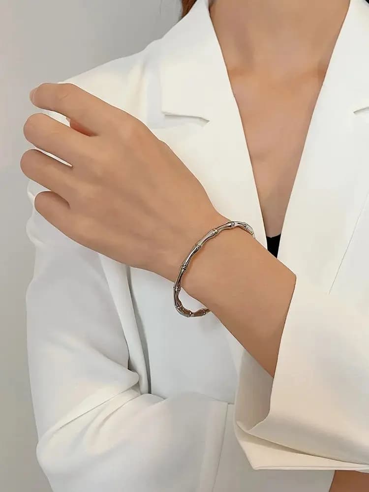 Pulseira Bamboo em Aço Inoxidável