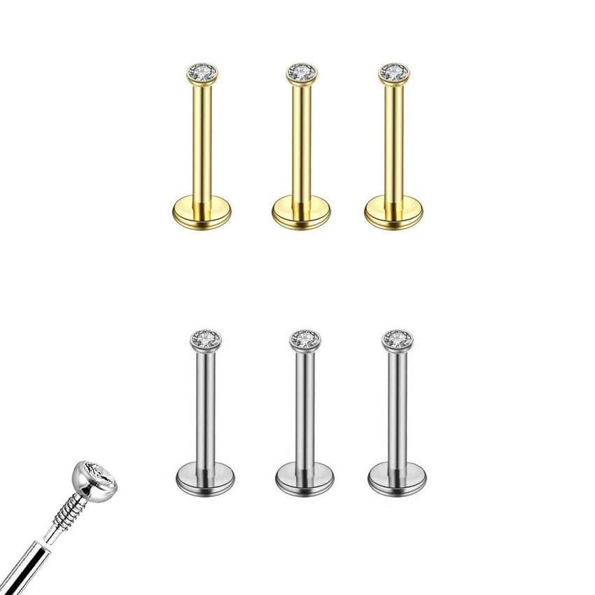 Piercings Trio Labret Australiano Titânio Rosca Interna
