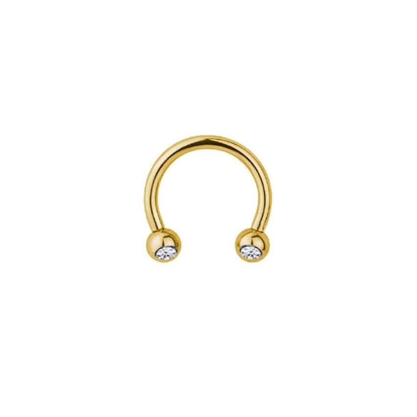 Piercing Ferradura em Aço Cirúrgico PVD Gold com Strass