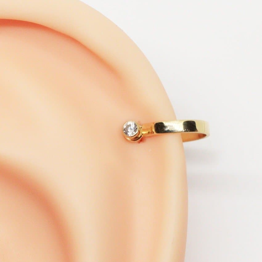 Piercing Hélix Liso 2 em 1 Ouro 18k