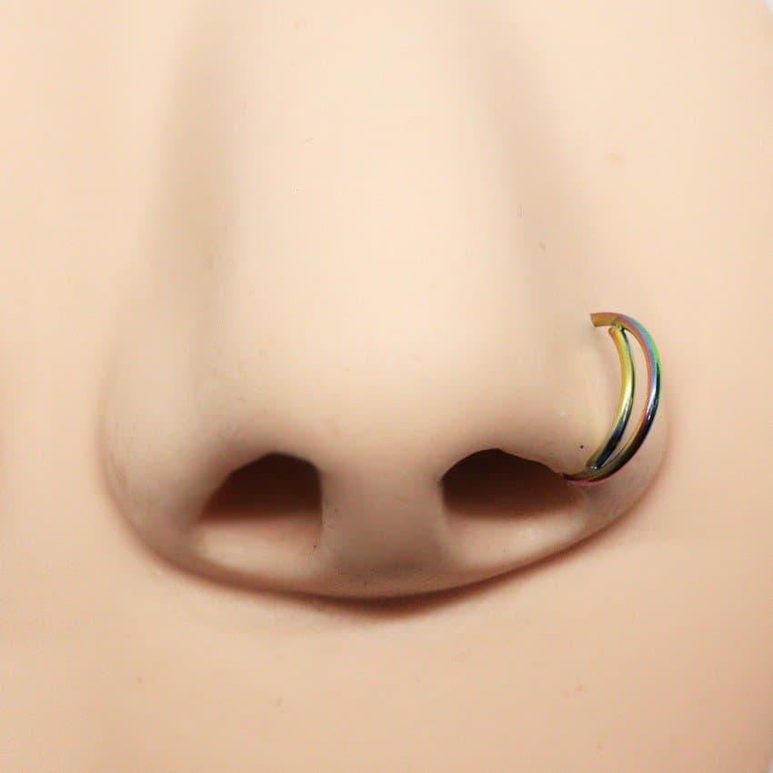 Piercing Nariz Argola Meia Lua Aço Cirúrgico Rainbow