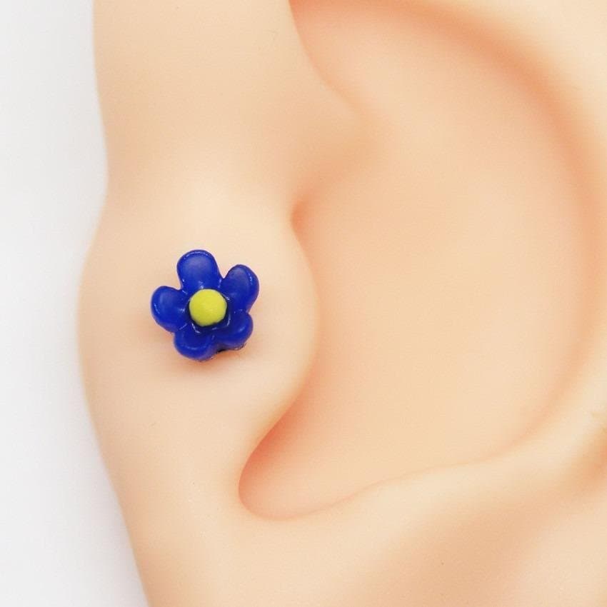 Piercing Flor Azul Royal