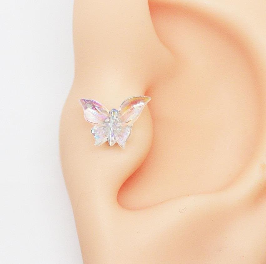 Piercing Tragus Borboleta Clear Boreal