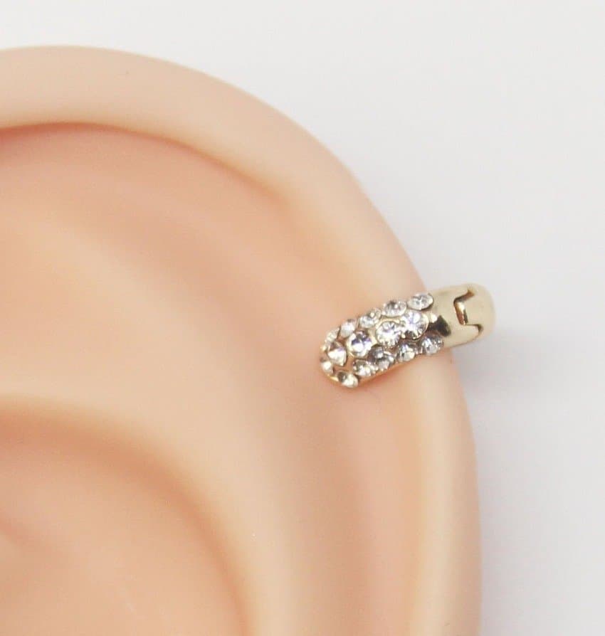 Piercing Hélix Argola Folheada a Ouro Cravejado 6mm