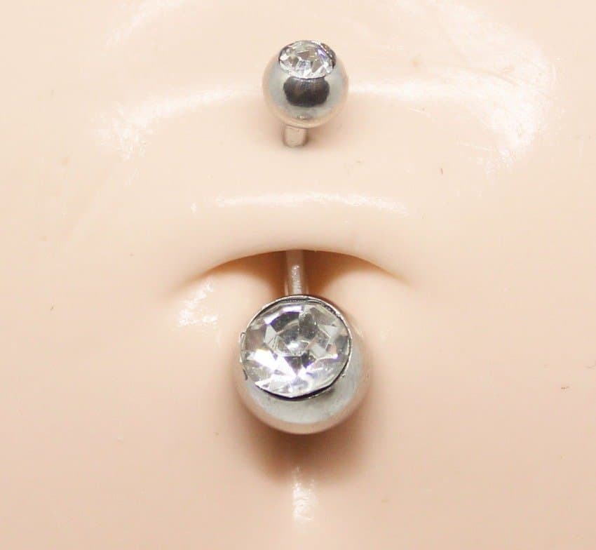 Piercing de Umbigo com Zirconias Cristal em Aço Cirúrgico
