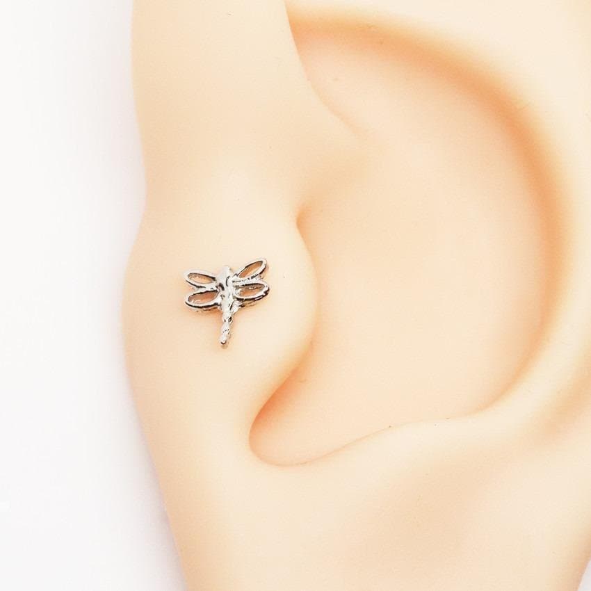 Piercing Hélix Libélula Folheado a Ouro Branco