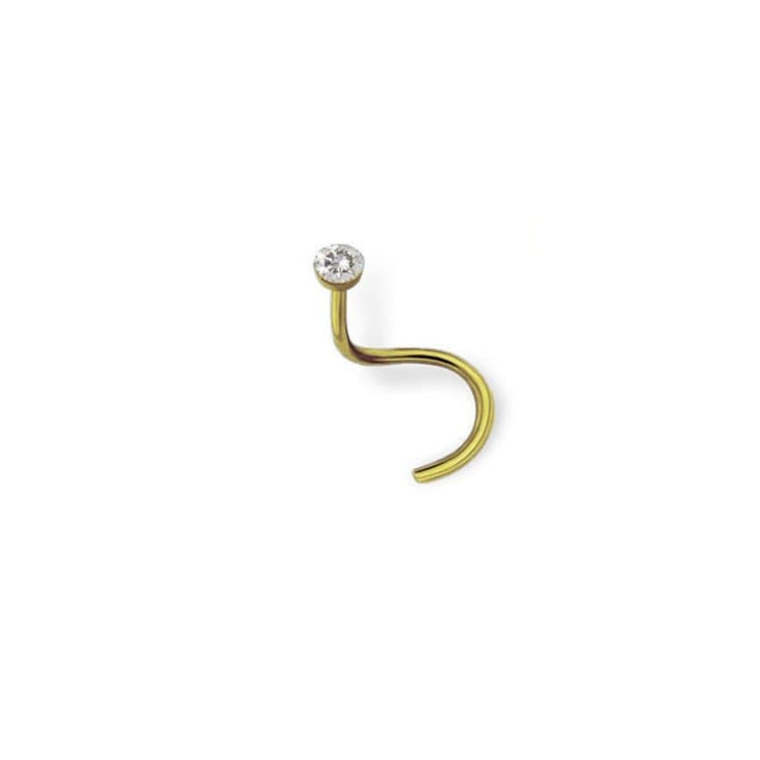Piercing Nostril Aço PVD Gold com Strass Cristal