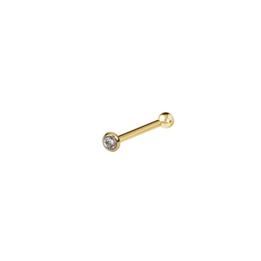 Piercing Hélix Trágus Mini em Ouro 18K com Zircônia