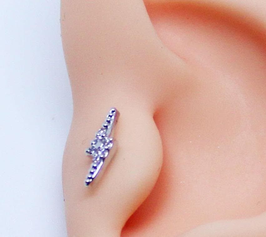 Piercing Raio Folheado a Ouro Branco