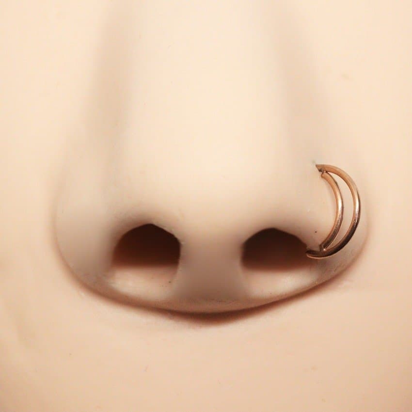Piercing Nariz Argola Meia Lua Aço Cirúrgico Rosê Gold
