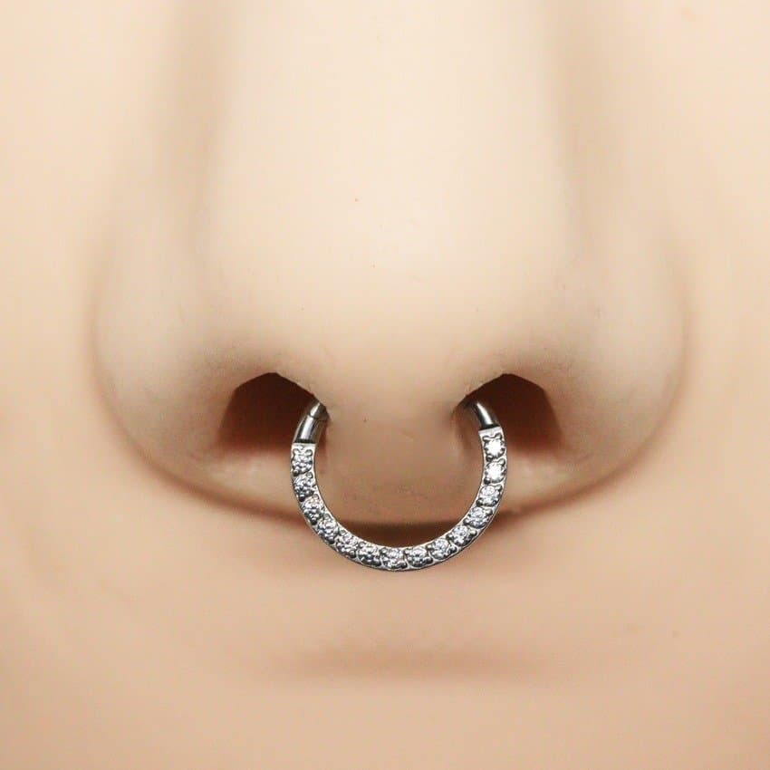 Piercing Septo Argola Segmento com Zircônias em Aço