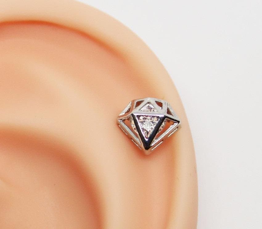 Piercing Hélix Diamante com Zircônia