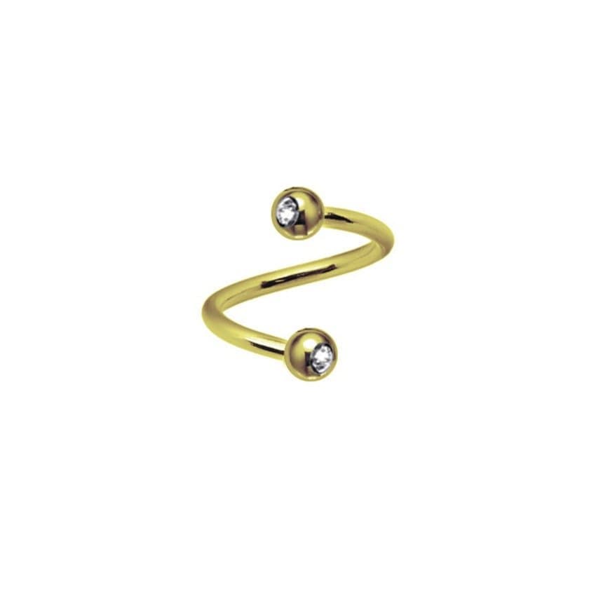 Piercing Hélix Twister Spiral com Strass Aço PVD Gold