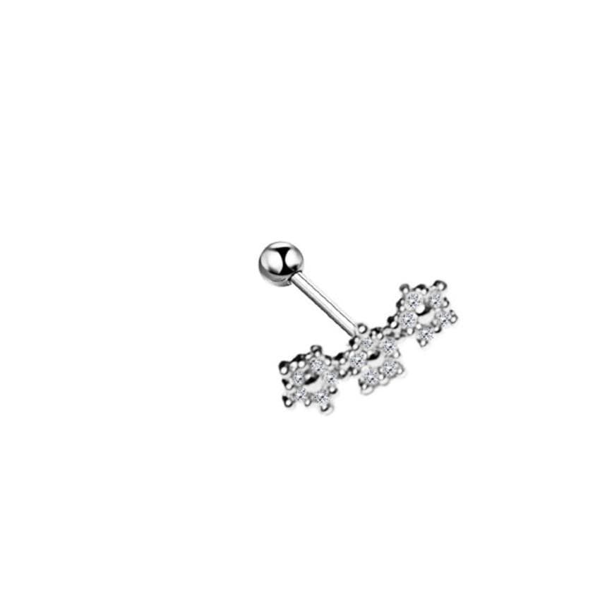 Piercing Hélix Cluster Três Flores Folheado a Ouro Branco