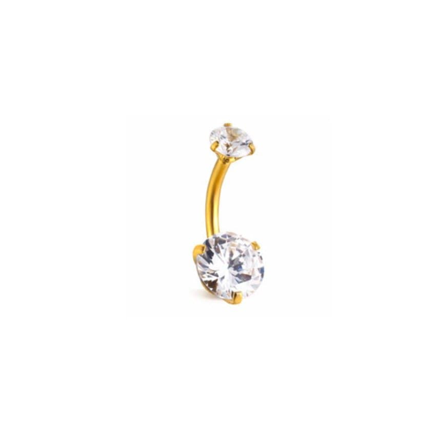 Piercing Umbigo Aço Cirúrgico Gold Zircônia Dupla