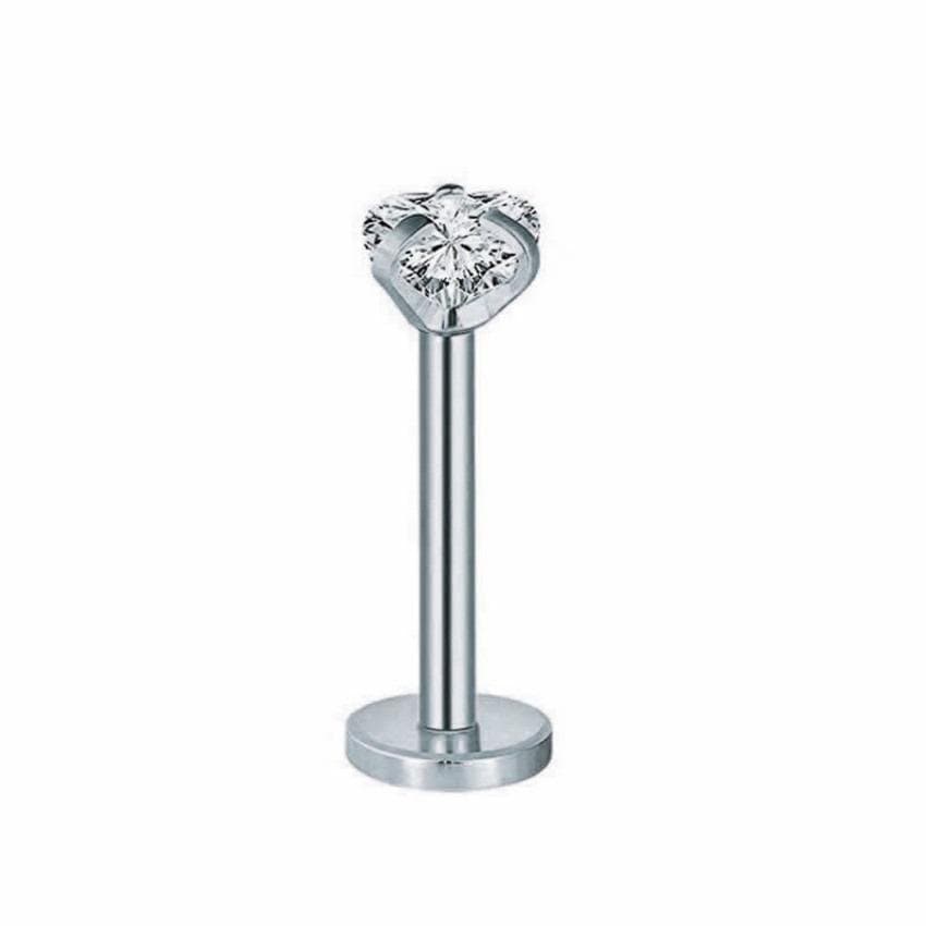 Piercing Labret Titânio Natural com Rosca Interna e Zircônia