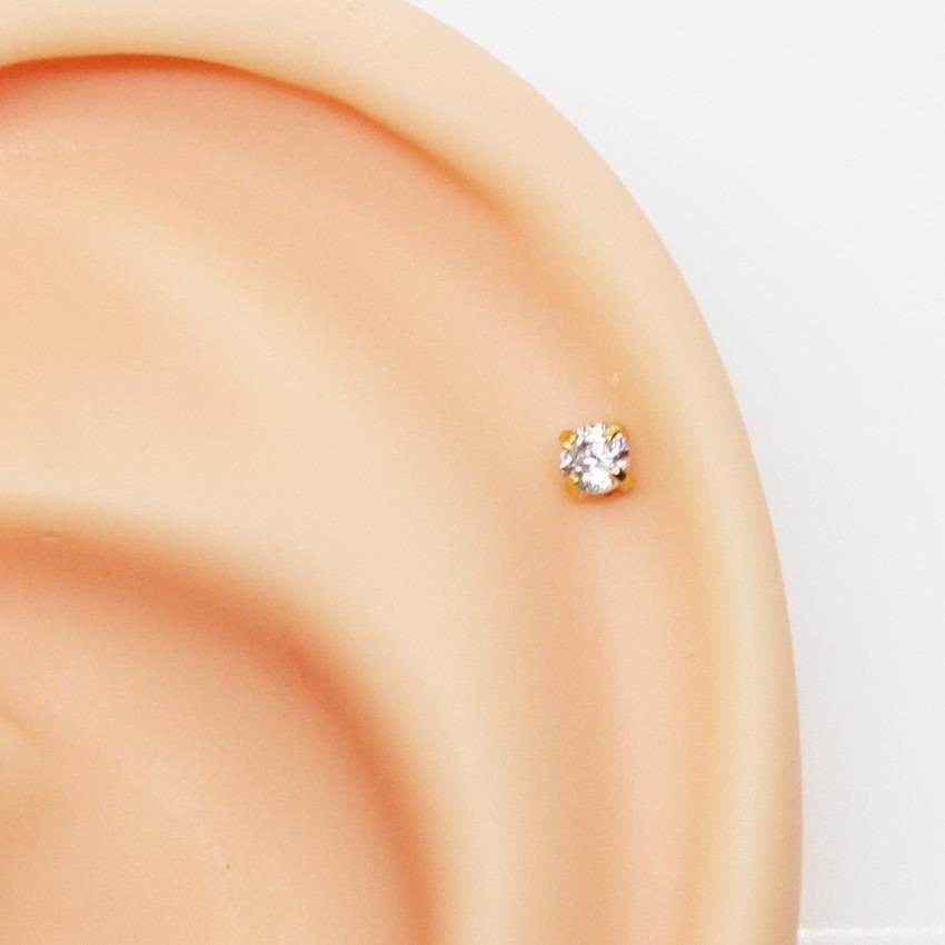 Piercing Hélix Labret Ponto de Luz Aço PVD Gold