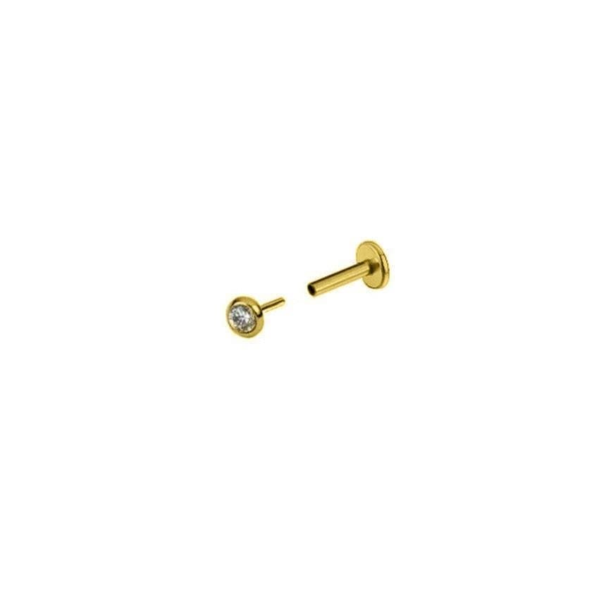 Piercing Hélix Trágus Labret Push In (sem rosca) em Aço PVD Gold