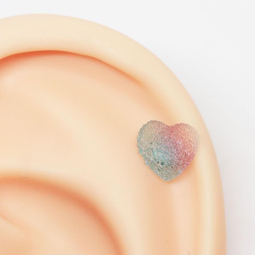 Piercing de Coração Bala de Goma Rosa e Azul