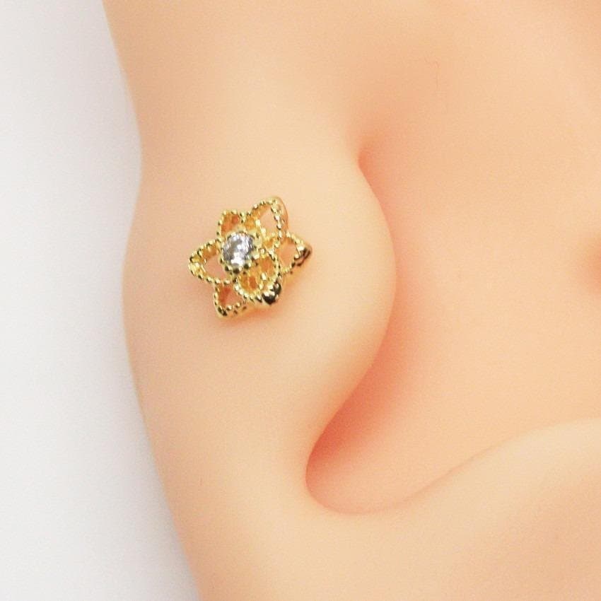 Piercing Trágus Flor de Lótus com Zircônia