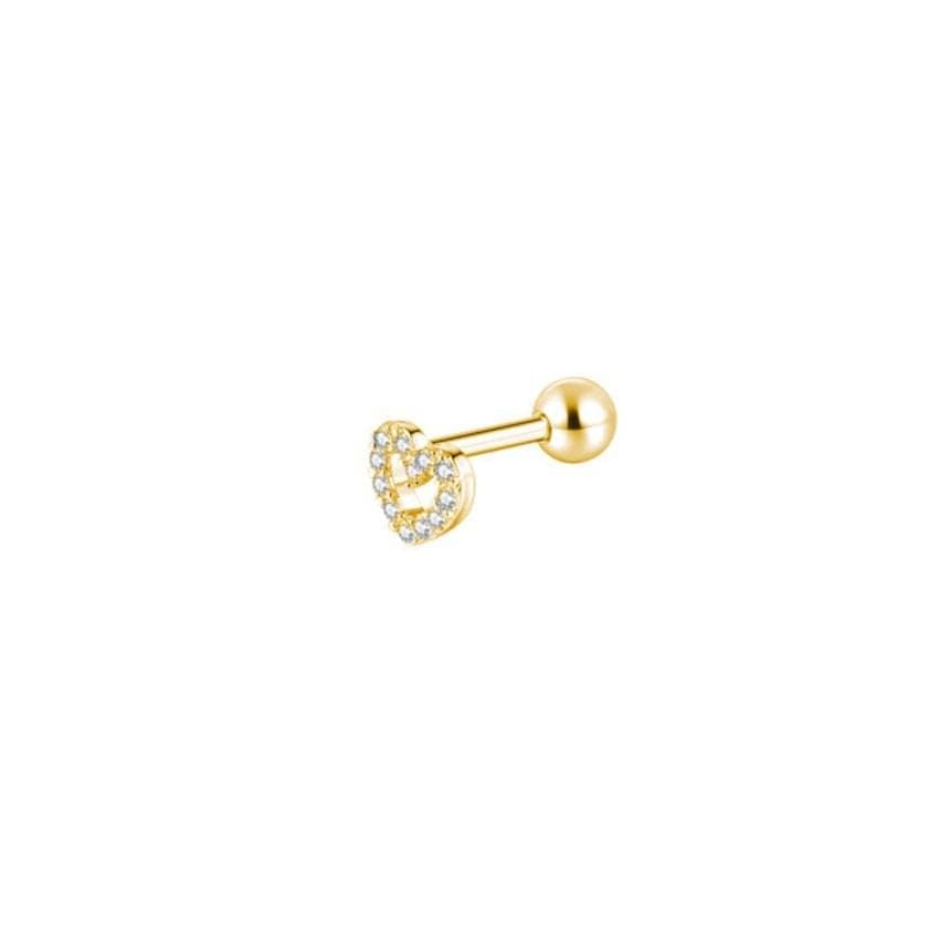 Piercing Hélix Coração Cravejado Folheado a Ouro