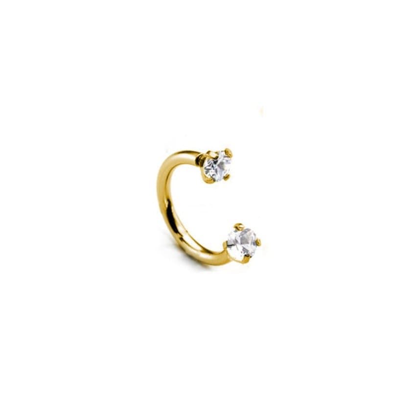 Piercing Ferradura em Aço Cirúrgico PVD Gold com Zircônias