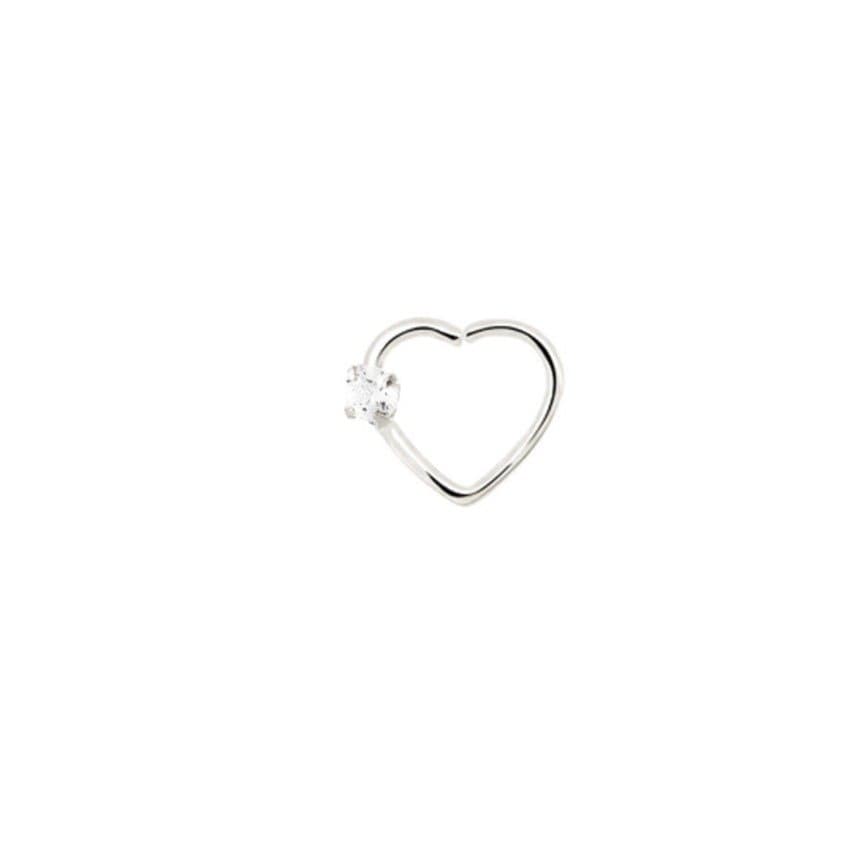 Piercing Clips de Coração em Aço com Zircônia