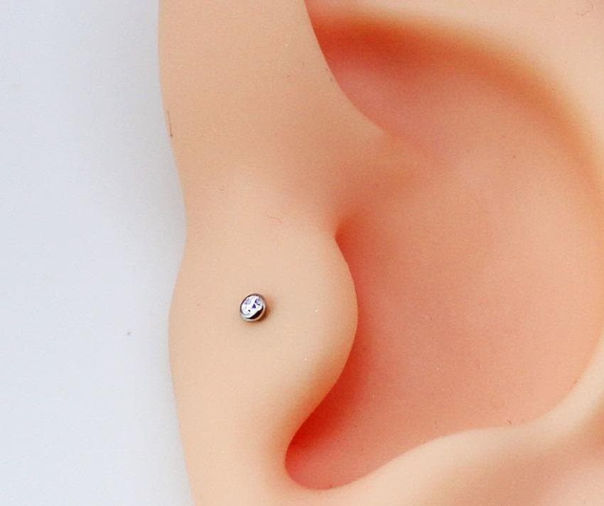Piercing Tragus Mini em Aço Cirurgico com Zircônia