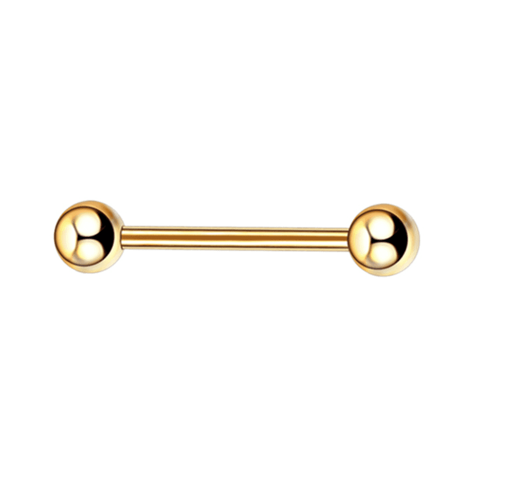 Piercing de Língua em Titânio PVD Gold