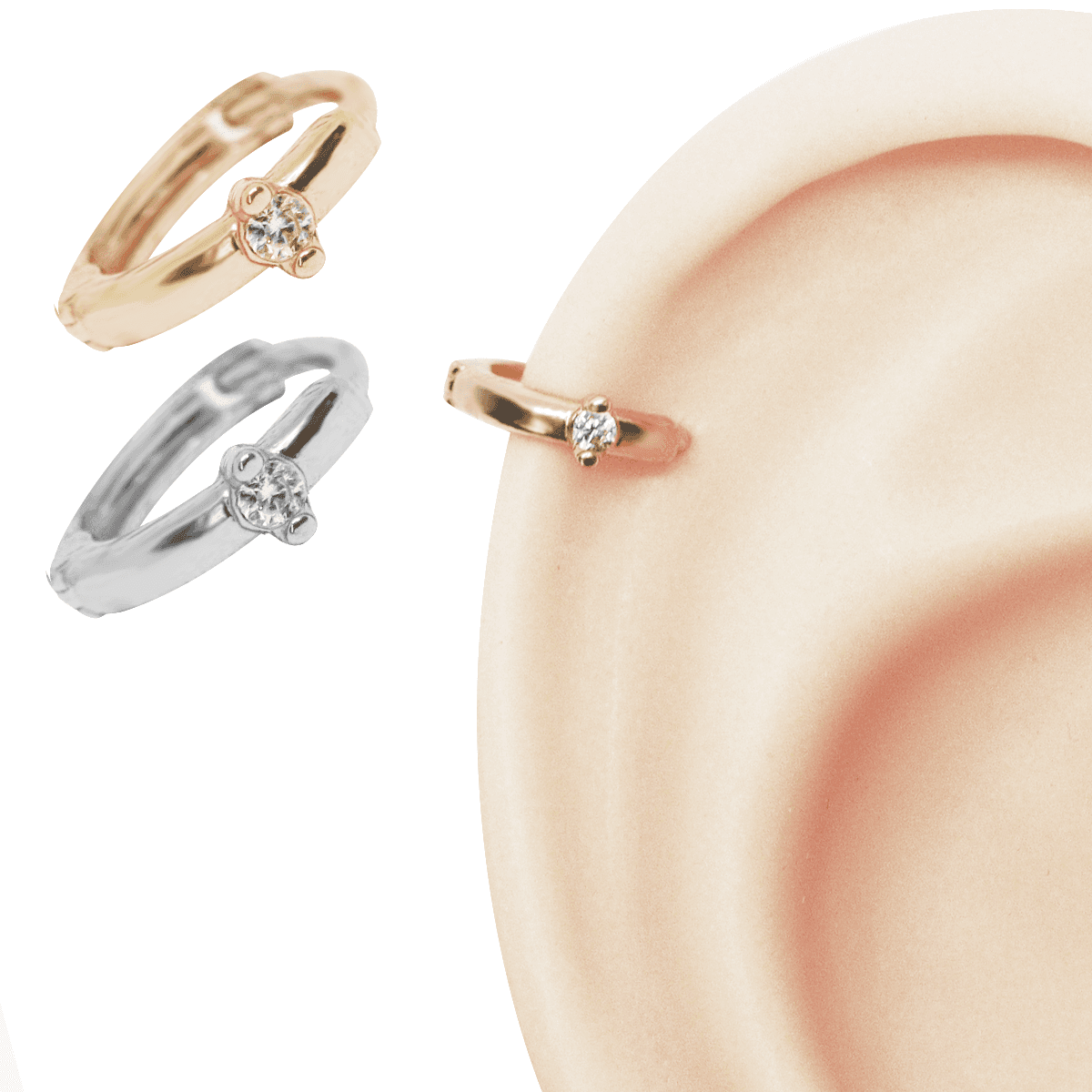 Piercing Argola Ponto de Luz Hélix Cartilagem Orelha Clicker