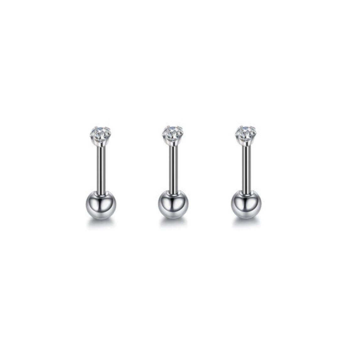 Piercings Trio de Australianos em Aço cirúrgico mini Pedra