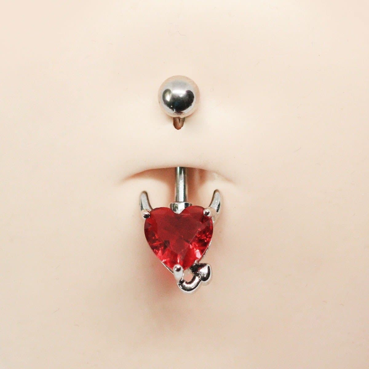 Piercing Umbigo Goth Sexy Coração Vermelho